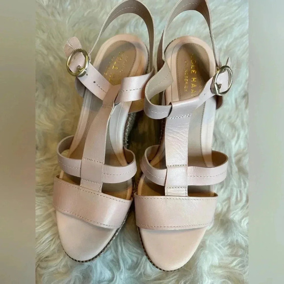 NWOB Cole Haan Womens Cloudfeel All Day 75 Faux Leather Peep Toe Wedge Sandals - Picture 8 of 8